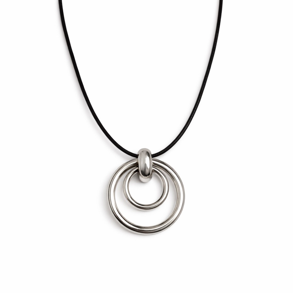 Minimalist Silver Pendant With Black Cord
